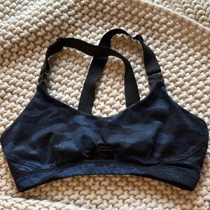 Bombshell Sportswear Black and Blue Camouflage Sports Bra